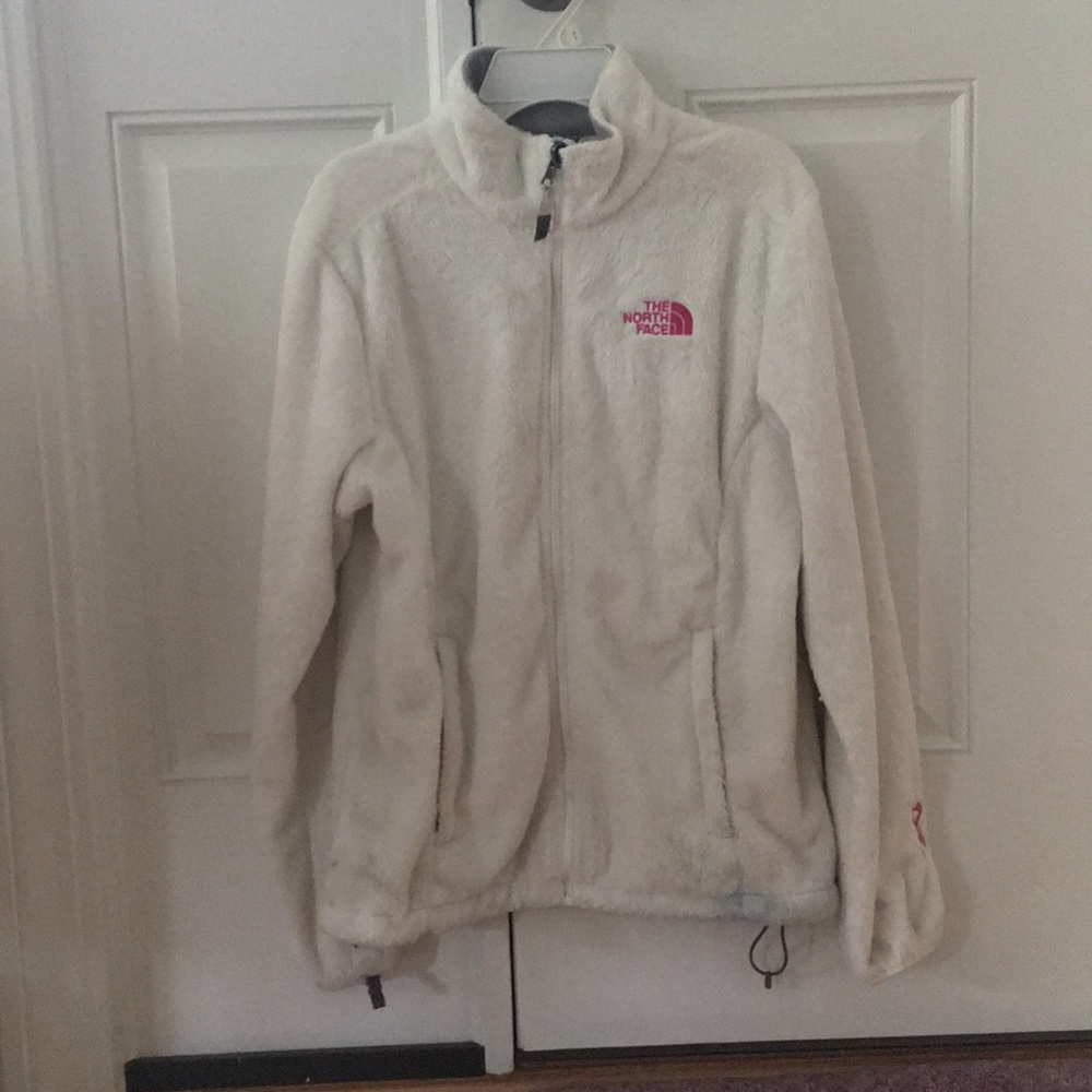White Fuzzy North Face Jacket